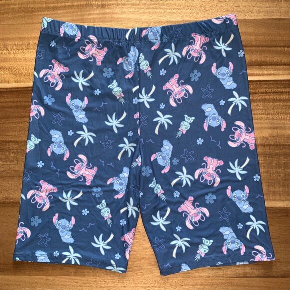 Disney Stitch Junior Teens Lounge Shorts Blue Stretch All-Over Print Size XL - Picture 5 of 6